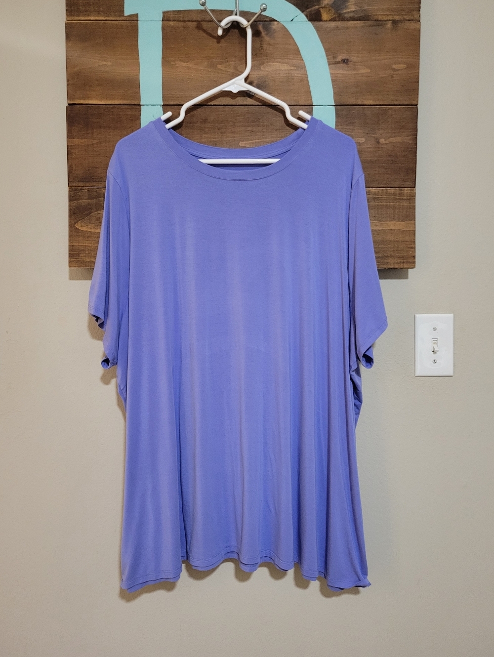 Laurie Felt Relaxed Short-Sleeve Bamboo  Blend Sustanable Top in Lavender 3X